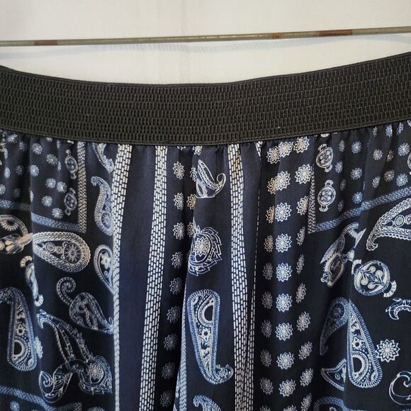 VILA Blue White Silky Jogger Pants Pockets Black Elastic Size S - Picture 6 of 8